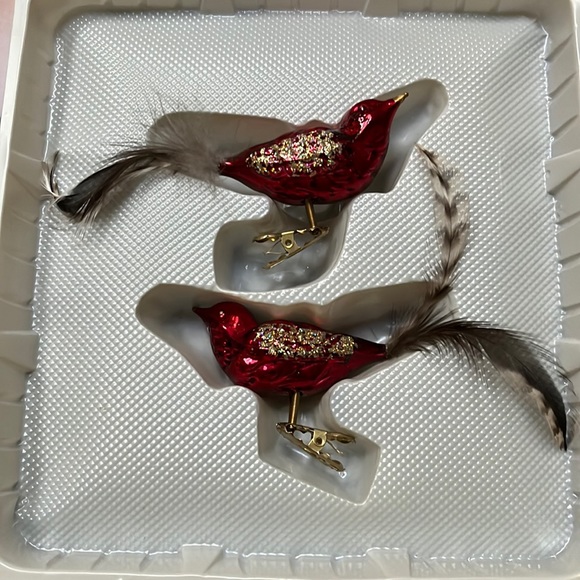Martha Stewart Red Glass Birds Clip-on Christmas ornaments orig box Poland READ - Picture 4 of 16